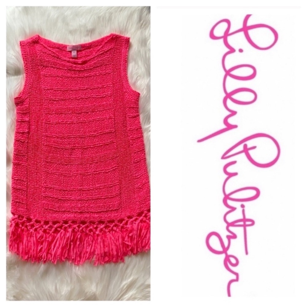 Lily Pulitzer Crochet Sleeveless Fringe Sweater
